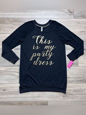 Xhilaration Womens‎ This Is My Party Dress Nightgown Pajama Large Black
